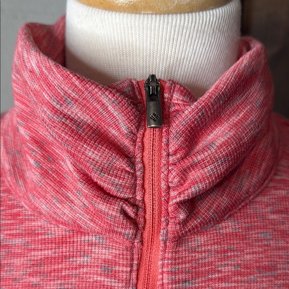 Pink Zippered Long Sleeve heathered pink Columbia Size XL ruched details - Picture 3 of 12